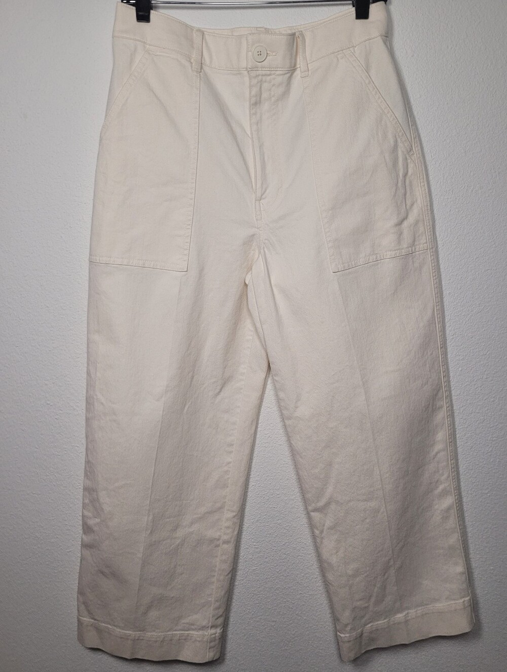 Club Monaco Cream High Rise Wide Leg Utility Patch Pocket Pants Sz 8 Sailor